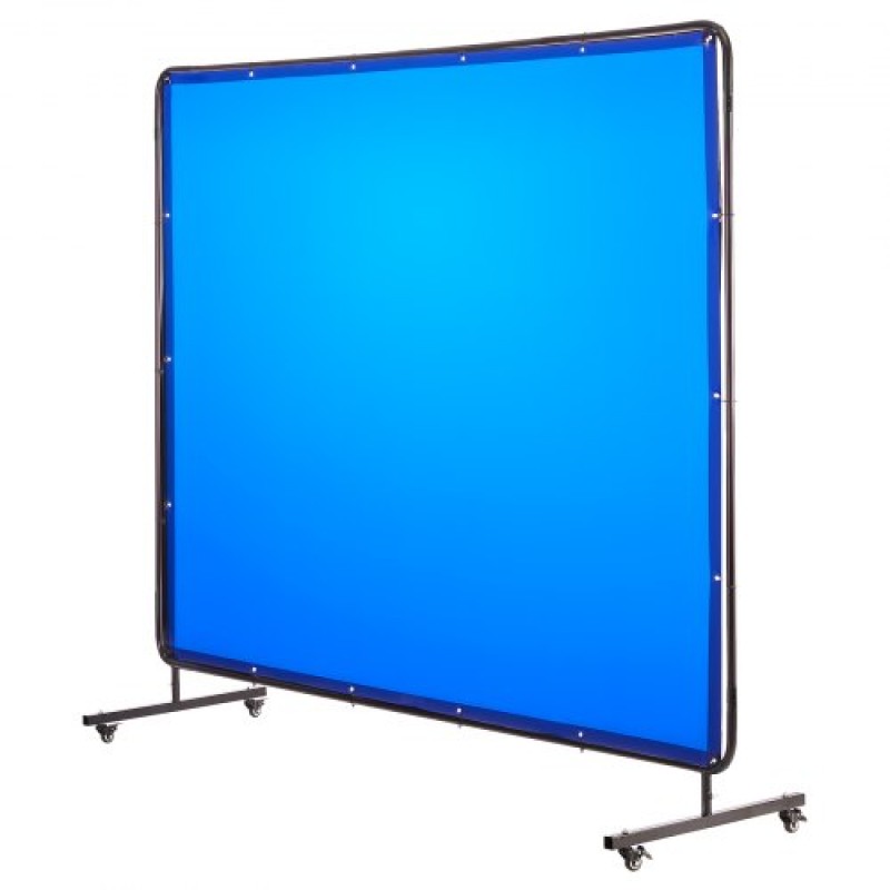 Οθόνη συγκόλλησης VEVOR με πλαίσιο, 1,74 x 2,34 μ. Οθόνη κουρτίνας συγκόλλησης, οθόνες προστασίας βινυλίου ανθεκτικές στη φλόγα με περιστρεφόμενους τροχούς που κλειδώνουν & προστασία UV 6 επιπέδων για εργαστήριο/βιομηχανική χρήση, μπλε