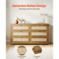 VEVOR 6 Συρταριέρα Rattan Dresser, Διπλό συρταριέρα για Υπνοδωμάτιο, Natural Rattan Συρταριέρα με Μεταλλική λαβή, Μοντέρνα Ξύλινη Συρταριέρα ρούχων & Αποθήκη για Υπνοδωμάτιο, Σαλόνι, Διάδρομος, Καρυδιά