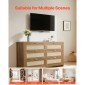 VEVOR 6 Συρταριέρα Rattan Dresser, Διπλό συρταριέρα για Υπνοδωμάτιο, Natural Rattan Συρταριέρα με Μεταλλική λαβή, Μοντέρνα Ξύλινη Συρταριέρα ρούχων & Αποθήκη για Υπνοδωμάτιο, Σαλόνι, Διάδρομος, Καρυδιά