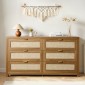 VEVOR 6 Συρταριέρα Rattan Dresser, Διπλό συρταριέρα για Υπνοδωμάτιο, Natural Rattan Συρταριέρα με Μεταλλική λαβή, Μοντέρνα Ξύλινη Συρταριέρα ρούχων & Αποθήκη για Υπνοδωμάτιο, Σαλόνι, Διάδρομος, Καρυδιά