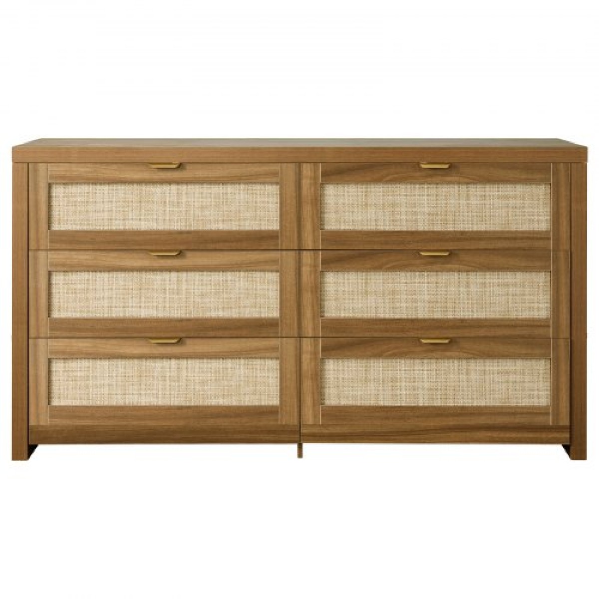 VEVOR 6 Συρταριέρα Rattan Dresser, Διπλό συρταριέρα για Υπνοδωμάτιο, Natural Rattan Συρταριέρα με Μεταλλική λαβή, Μοντέρνα Ξύλινη Συρταριέρα ρούχων & Αποθήκη για Υπνοδωμάτιο, Σαλόνι, Διάδρομος, Καρυδιά
