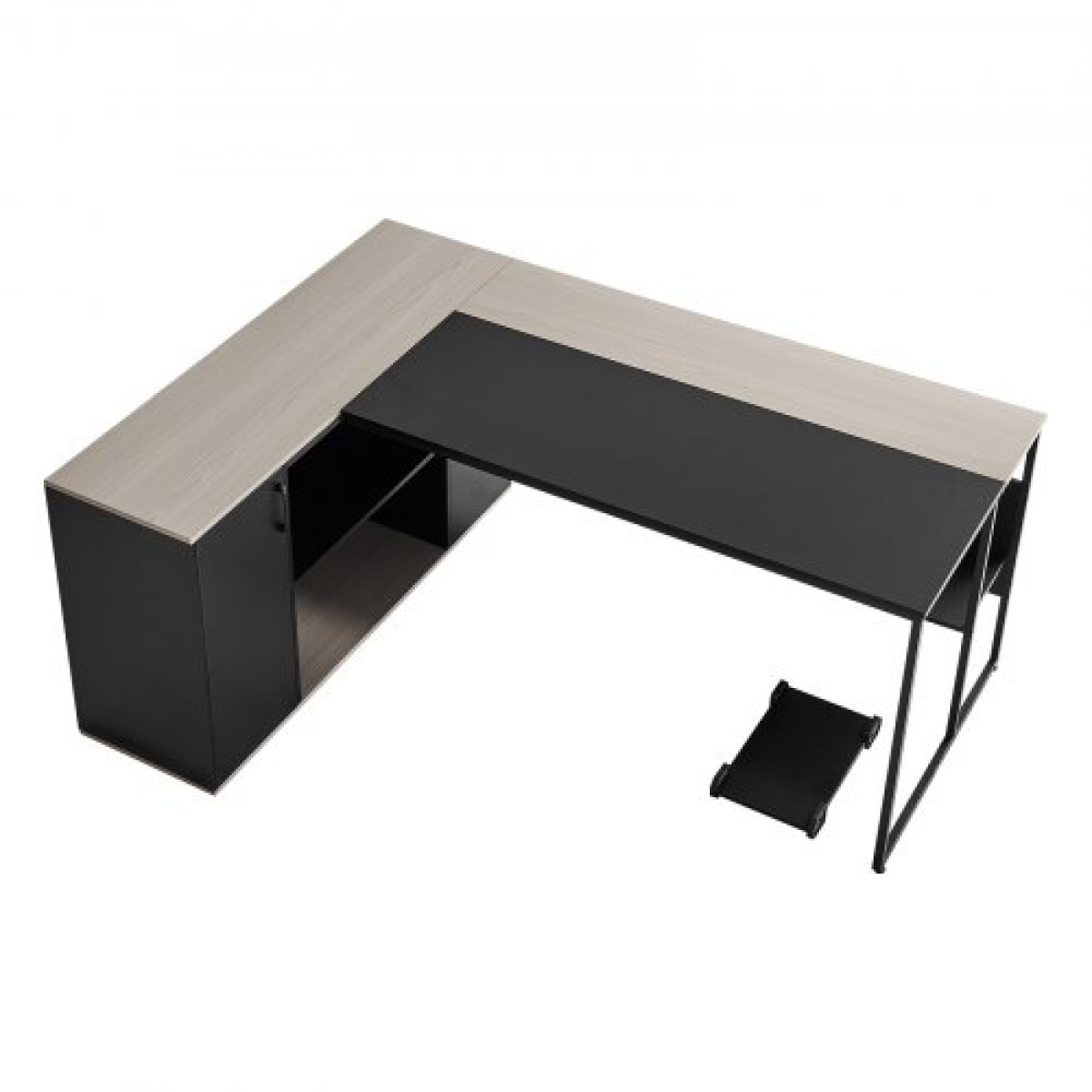 Executive Desk σε σχήμα L VEVOR, Μεγάλο μοντέρνο τραπέζι γραφείου με συρτάρια & ντουλάπι αποθήκευσης, βαρέως τύπου ξύλινο Executive τραπέζι με βάση CPU, χωρητικότητα φόρτωσης 158,7 KG, Εύκολη συναρμολόγηση, για συγγραφή εργασιών μελέτης