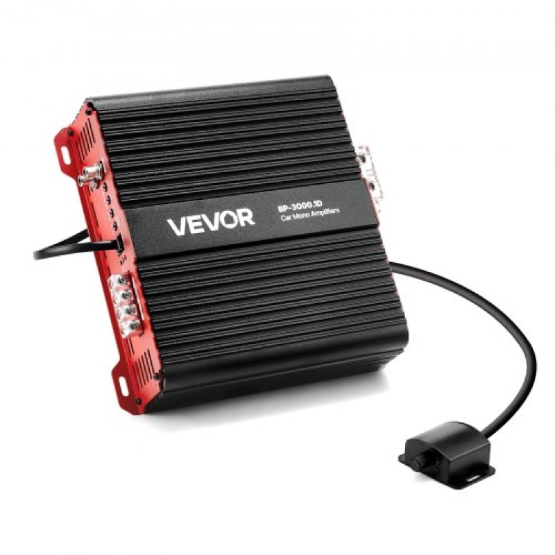 Ενισχυτής αυτοκινήτου VEVOR Monoblock, 3000W RMS MAX, 1/2/4 Ohm Stable, Ενισχυτής ήχου αυτοκινήτου κατηγορίας D 1 καναλιού με απομακρυσμένο έλεγχο στάθμης υπογούφερ, φίλτρο χαμηλής διέλευσης και ενίσχυση μπάσων, περιλαμβάνεται ελεγκτής έντασης ήχου