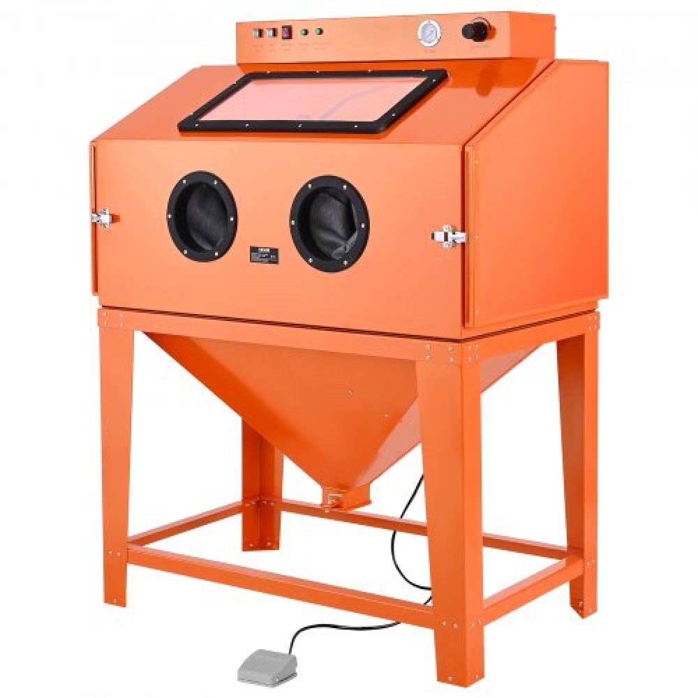 VEVOR 435L Sandblasting Cabinet, Heavy Duty Steel Sand Blaster with Dual Blasting Guns Kit, 117L Media Hopper & 1200W Powerful Dust Collector for Oversized Parts Rust Removal, Surface Finishing