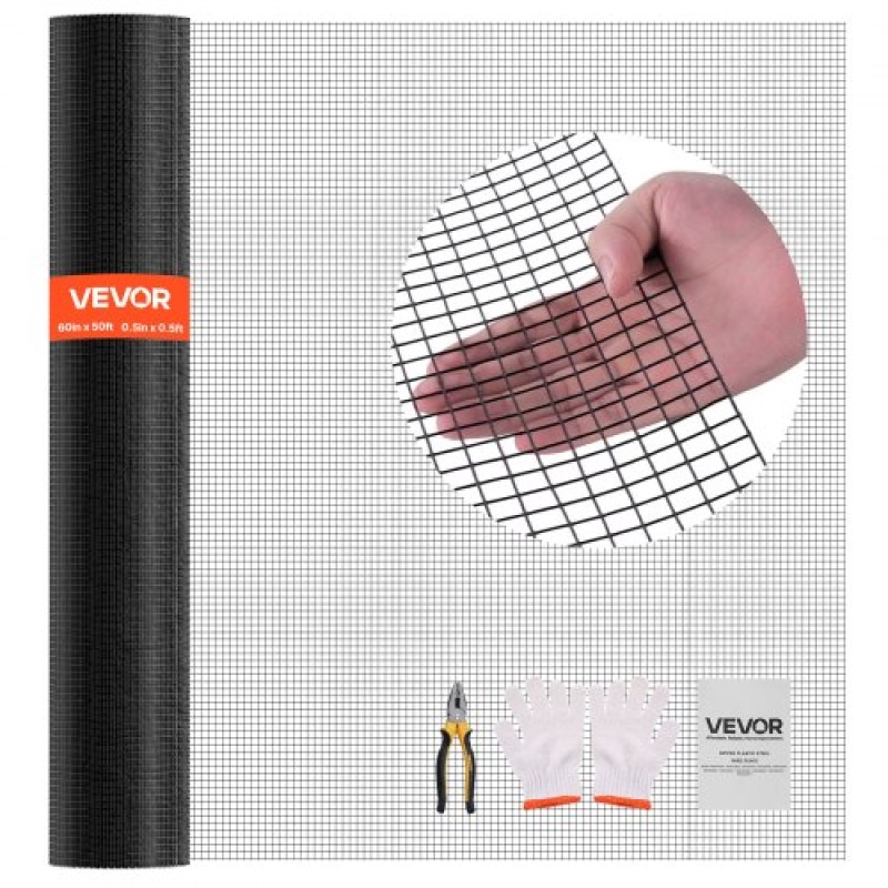 Ύφασμα VEVOR Hardware 152cm x 15,2m, 1/2 in 19 Gauge γαλβανισμένο ρολό συρμάτινο πλέγμα, περίφραξη από σύρμα κοτόπουλου με επίστρωση βινυλίου ανθεκτικό στις καιρικές συνθήκες, περίφραξη φυτών κήπου με συγκολλημένο βαρέως τύπου για φράχτη φιδιού κλουβιού κ