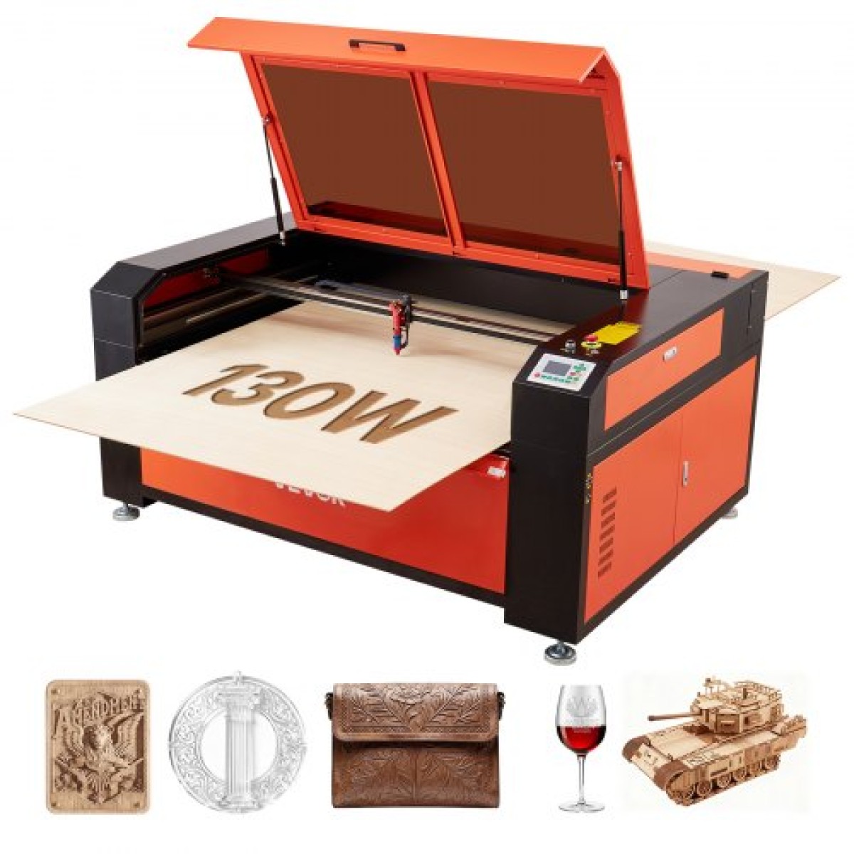 VEVOR 130W CO2 Laser Engraver, 1400 x 900 mm, CO2 Laser Engraver Cutter Machine with Water Chiller, 2 Way Pass Air Assist, Ταχύτητα 1200 mm/s, Μηχάνημα κοπής χάραξης αυτόματης εστίασης, για ξύλο ακρυλικό γυαλί