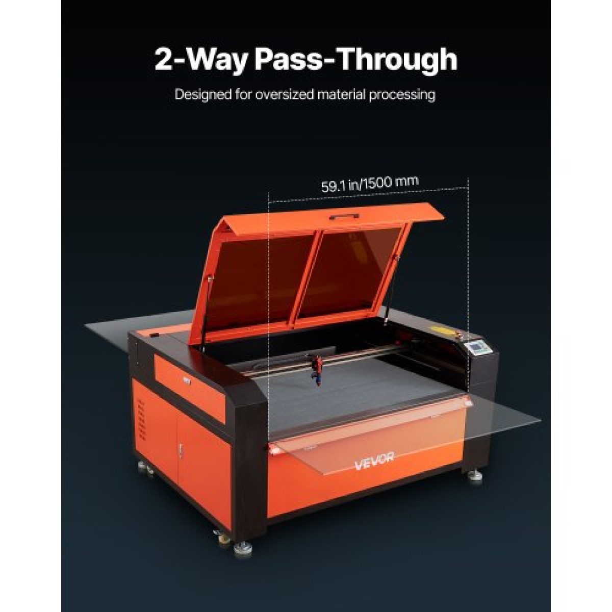 VEVOR 130W CO2 Laser Engraver, 1400 x 900 mm, CO2 Laser Engraver Cutter Machine with Water Chiller, 2 Way Pass Air Assist, Ταχύτητα 1200 mm/s, Μηχάνημα κοπής χάραξης αυτόματης εστίασης, για ξύλο ακρυλικό γυαλί