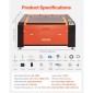 VEVOR 130W CO2 Laser Engraver, 1400 x 900 mm, CO2 Laser Engraver Cutter Machine with Water Chiller, 2 Way Pass Air Assist, Ταχύτητα 1200 mm/s, Μηχάνημα κοπής χάραξης αυτόματης εστίασης, για ξύλο ακρυλικό γυαλί