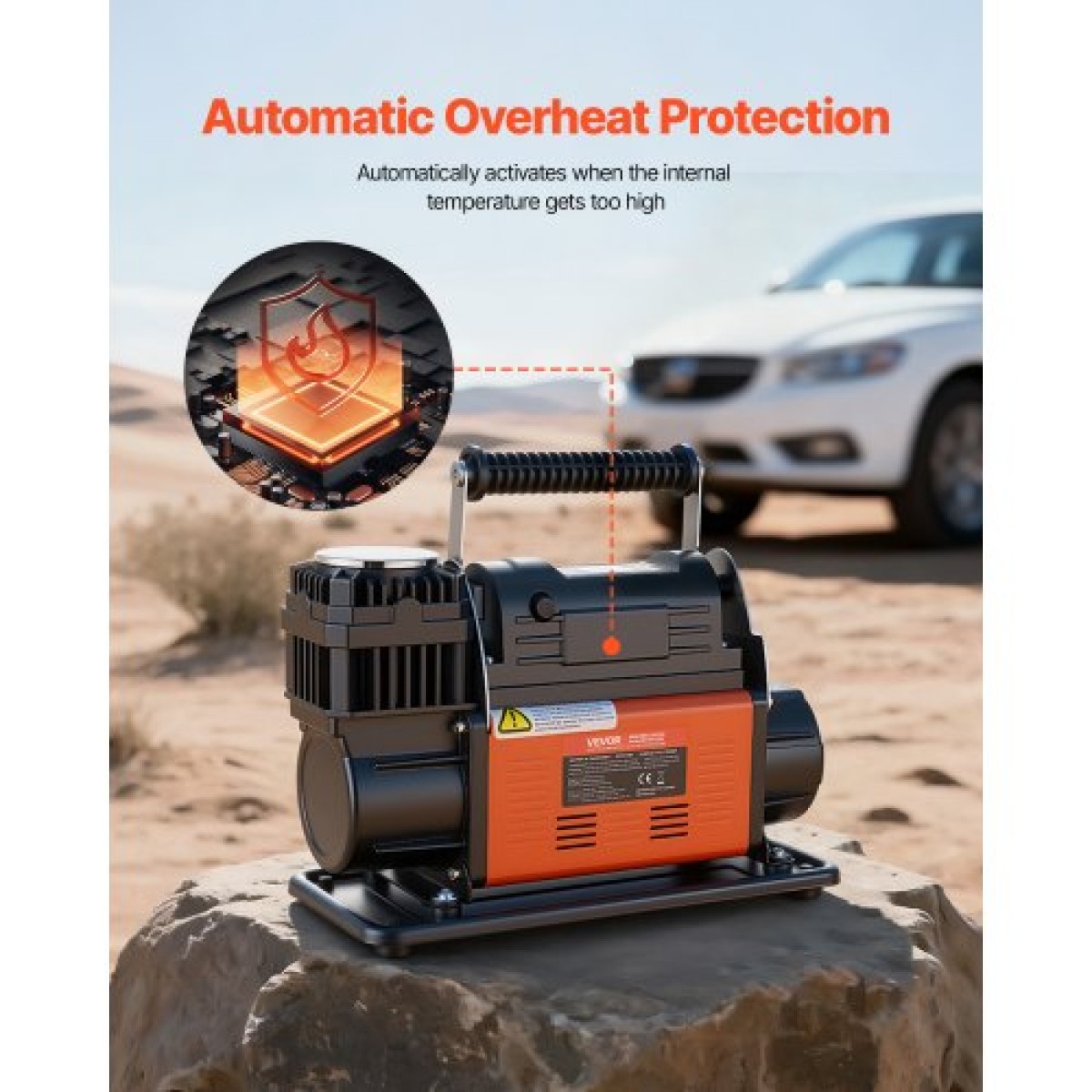 VEVOR 12V Heavy Duty Air Compressor, Auto-Stop φορητό φουσκωτό ελαστικών με ψηφιακή οθόνη LCD, 202 L/Min 150 PSI Αεραντλία εκτός δρόμου με αντάπτορες για φορτηγά Αυτοκίνητο SUV 4 x 4 Vehicle RV