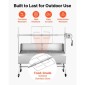 Ψητοπωλείο VEVOR, ψηστιέρα ψησίματος 38W BBQ εξωτερικού χώρου, Ψητό σούβλας με κάρβουνο με χωρητικότητα 60 κιλών, ρόδες & ύψος 4 επιπέδων, κιτ ψησίματος ψησίματος από ανοξείδωτο ατσάλι για υπαίθριο κάμπινγκ