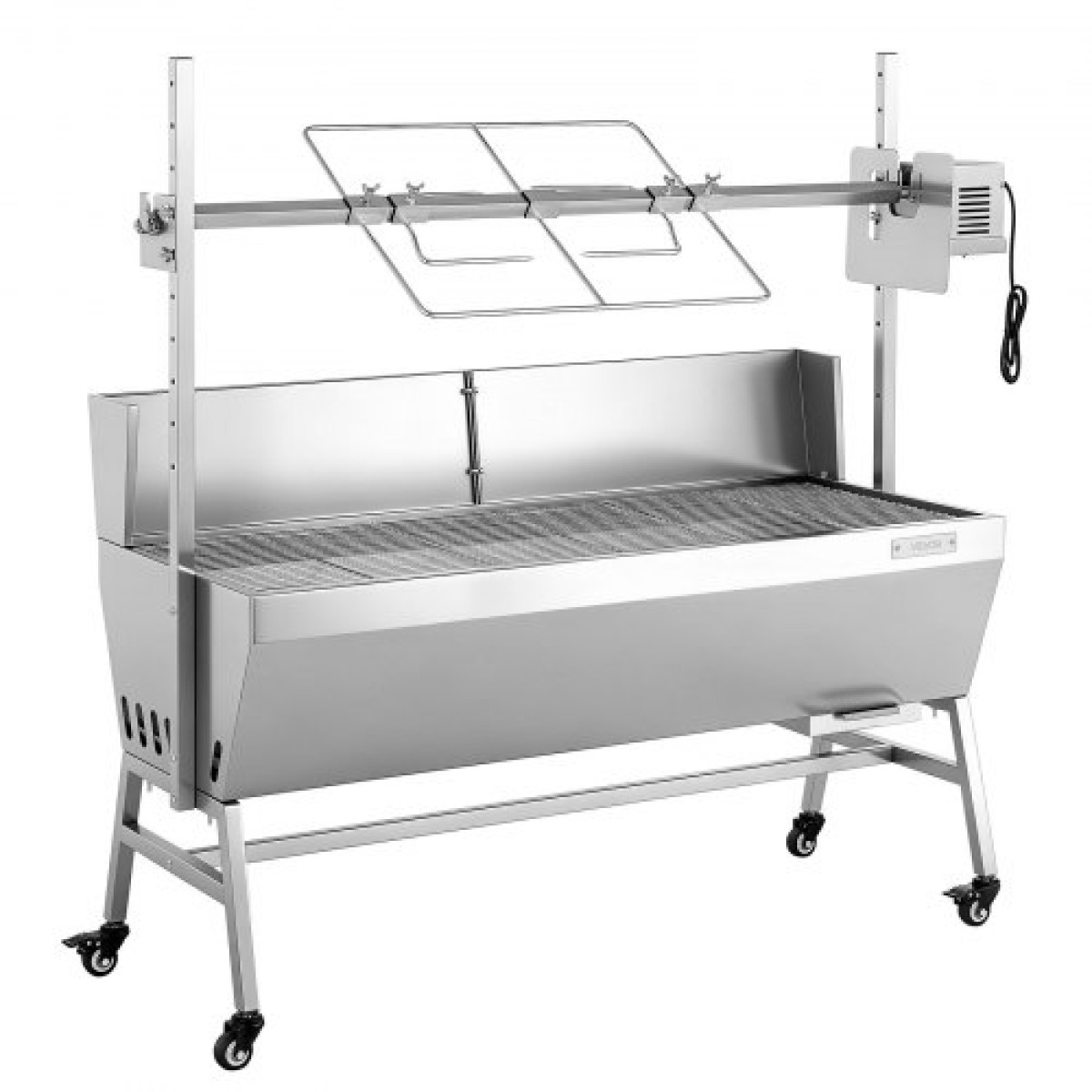 Ψητοπωλείο VEVOR, ψηστιέρα ψησίματος 38W BBQ εξωτερικού χώρου, Ψητό σούβλας με κάρβουνο με χωρητικότητα 60 κιλών, ρόδες & ύψος 4 επιπέδων, κιτ ψησίματος ψησίματος από ανοξείδωτο ατσάλι για υπαίθριο κάμπινγκ