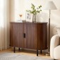 Έπιπλο VEVOR Coffee Bar, Τραπέζι Coffee Bar Fluted Mid Century, Ντουλάπα σε μπουφέ με 2 συρόμενες πόρτες, μπουφές μπουφέ για σαλόνι, είσοδος, κουζίνα, 100 x 40 x 75 cm, καρυδιά