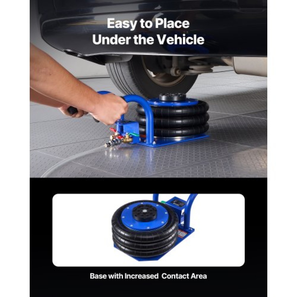 VEVOR Air Jack, 3 Ton Triple Bag Air Jack, Airbag με έξι χαλύβδινους σωλήνες, ανύψωση έως 450 mm, 1-6 s Fast Lifting Pneumatic με κοντές λαβές & λαστιχένιο μαξιλαράκι για αυτοκίνητα, SUV, επισκευή φορτηγών pickup, γκαράζ