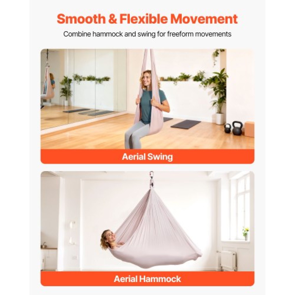 VEVOR Aerial Yoga Hammock, 136,07 kg Load Aerial Silk, Yoga Swing με νάιλον ύφασμα, PE φερμουάρ τσάντα για αλληλεπίδραση γονέα-παιδιού, ενδυνάμωση των μυών & βελτίωση της πρακτικής, αιώρα και συνδυασμός ταλάντευσης