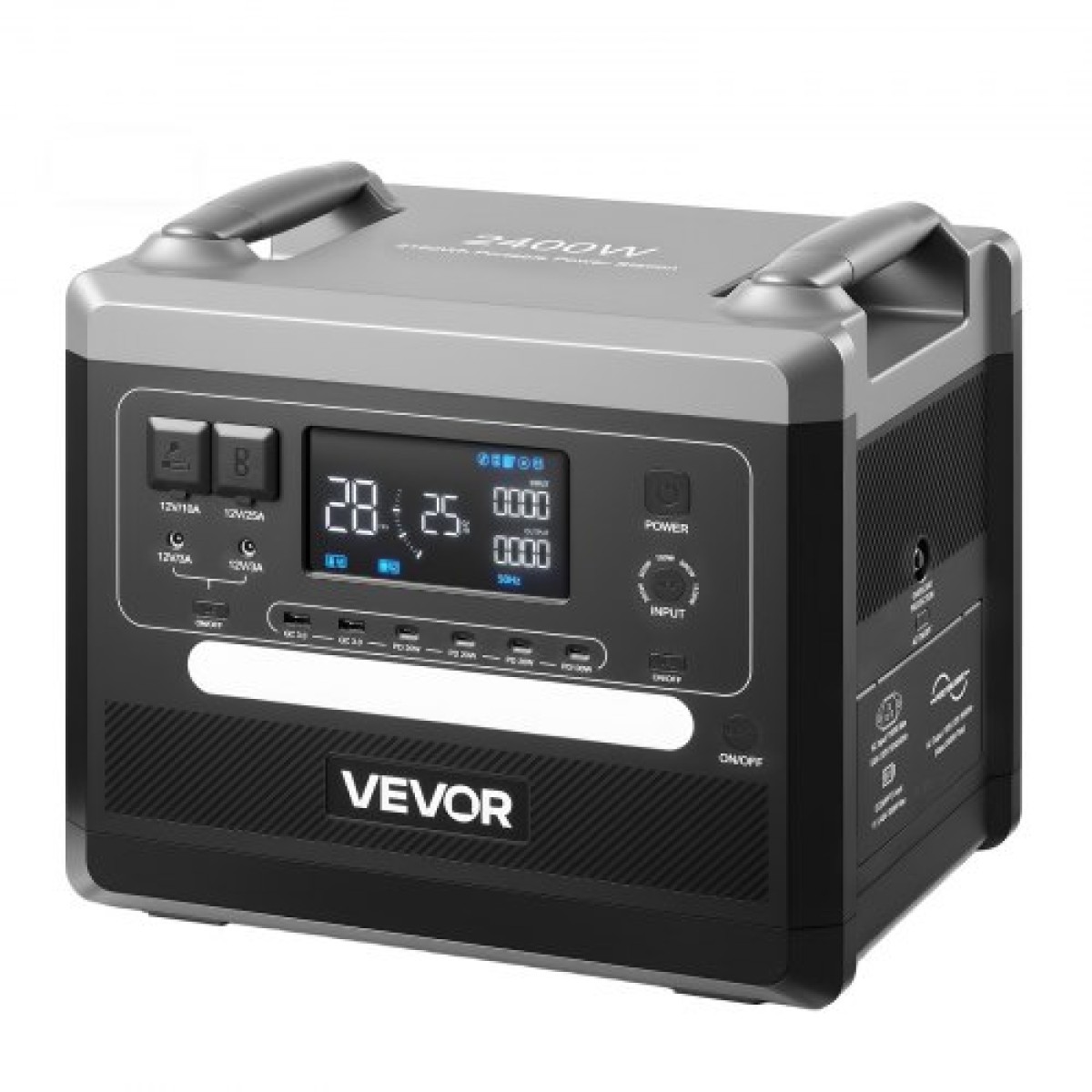 VEVOR Portable Power Station, 2400W 2160Wh Power Station ηλιακή γεννήτρια με 10 θύρες εξόδου & ρυθμιζόμενη ισχύ εισόδου, επεκτάσιμη εφεδρική μπαταρία LiFePO4 για Home Camping RV (ΔΕΝ περιλαμβάνεται ηλιακός πίνακας)