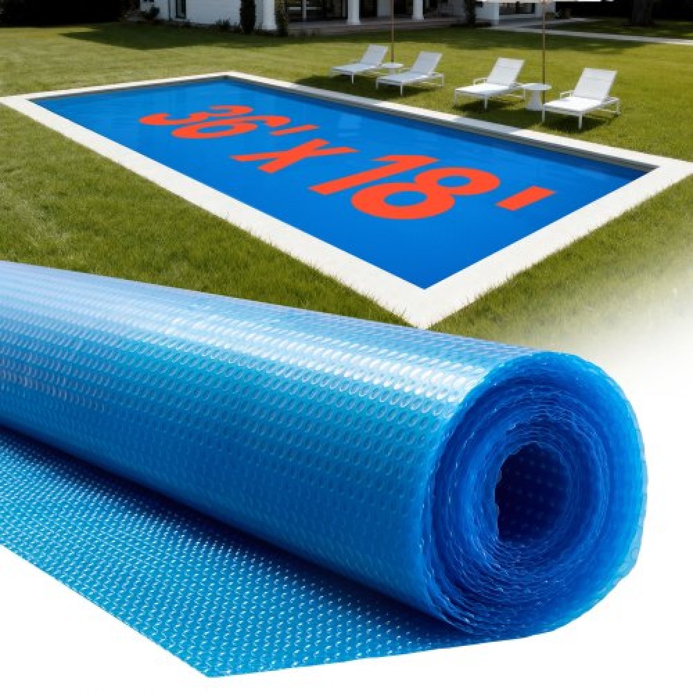 VEVOR Solar Pool Cover, 10,97 x 5,49m Rectangle Pool Bubble Cover, 8 Mil Pools Solar Blanket with Bubble & PE Υλικό, Ημέρα Απορρόφηση Θερμότητας, Διατήρηση Θερμότητας τη νύχτα, Ηλιακά Καλύμματα Διατήρησης Θερμότητας, Μπλε