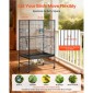 VEVOR Bird Cage, 800 x 520 x 1320 mm, Επίπεδη κορυφή, Κλουβί πτήσης από σφυρήλατο σίδερο με κούρνιες, συρόμενος δίσκος και πλαστικοί τροφοδότες, τροχίσκοι, για παπαγάλους, μπλε βυζιά, κοκατίλ, καναρινιές και παπαγαλάκια μοναχών