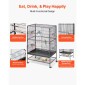 VEVOR Bird Cage, 800 x 520 x 1320 mm, Επίπεδη κορυφή, Κλουβί πτήσης από σφυρήλατο σίδερο με κούρνιες, συρόμενος δίσκος και πλαστικοί τροφοδότες, τροχίσκοι, για παπαγάλους, μπλε βυζιά, κοκατίλ, καναρινιές και παπαγαλάκια μοναχών