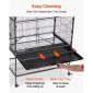 VEVOR Bird Cage, 800 x 520 x 1320 mm, Επίπεδη κορυφή, Κλουβί πτήσης από σφυρήλατο σίδερο με κούρνιες, συρόμενος δίσκος και πλαστικοί τροφοδότες, τροχίσκοι, για παπαγάλους, μπλε βυζιά, κοκατίλ, καναρινιές και παπαγαλάκια μοναχών