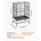 VEVOR Bird Cage, 800 x 520 x 1320 mm, Επίπεδη κορυφή, Κλουβί πτήσης από σφυρήλατο σίδερο με κούρνιες, συρόμενος δίσκος και πλαστικοί τροφοδότες, τροχίσκοι, για παπαγάλους, μπλε βυζιά, κοκατίλ, καναρινιές και παπαγαλάκια μοναχών