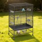 VEVOR Bird Cage, 800 x 520 x 1320 mm, Επίπεδη κορυφή, Κλουβί πτήσης από σφυρήλατο σίδερο με κούρνιες, συρόμενος δίσκος και πλαστικοί τροφοδότες, τροχίσκοι, για παπαγάλους, μπλε βυζιά, κοκατίλ, καναρινιές και παπαγαλάκια μοναχών