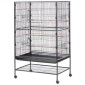 VEVOR Bird Cage, 800 x 520 x 1320 mm, Επίπεδη κορυφή, Κλουβί πτήσης από σφυρήλατο σίδερο με κούρνιες, συρόμενος δίσκος και πλαστικοί τροφοδότες, τροχίσκοι, για παπαγάλους, μπλε βυζιά, κοκατίλ, καναρινιές και παπαγαλάκια μοναχών