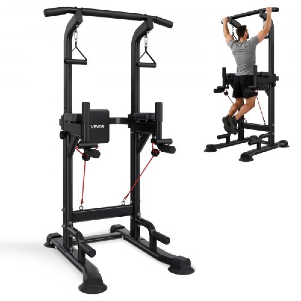 VEVOR Pull Up Bar, 150kg Power Tower Dip Station, Workout Dip Station με σταθερή βάση σε σχήμα H και μαξιλαράκι πλάτης, ρυθμιζόμενο ύψος 12 επιπέδων χωρίς όρθια μπάρα Chin Up για την πλάτη, 4 επίπεδα ρυθμιζόμενο μαξιλαράκι πλάτης