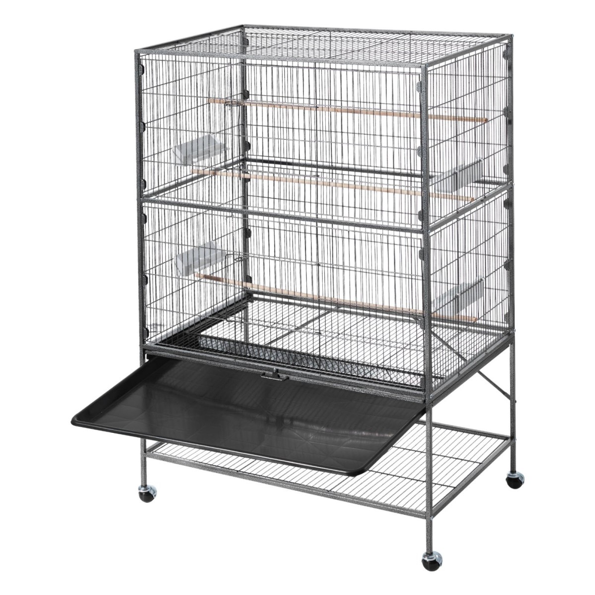 Κλουβί πουλιών VEVOR, 930 x 580 x 1510 mm, Επίπεδη κορυφή, Κλουβί πτήσης από σφυρήλατο σίδερο με κούρνιες, συρόμενος δίσκος και πλαστικοί τροφοδότες, για Μπλε βυζιά, Cockatiel, Canary, Monk Parakeet, African Grey Parrot