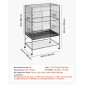 Κλουβί πουλιών VEVOR, 930 x 580 x 1510 mm, Επίπεδη κορυφή, Κλουβί πτήσης από σφυρήλατο σίδερο με κούρνιες, συρόμενος δίσκος και πλαστικοί τροφοδότες, για Μπλε βυζιά, Cockatiel, Canary, Monk Parakeet, African Grey Parrot