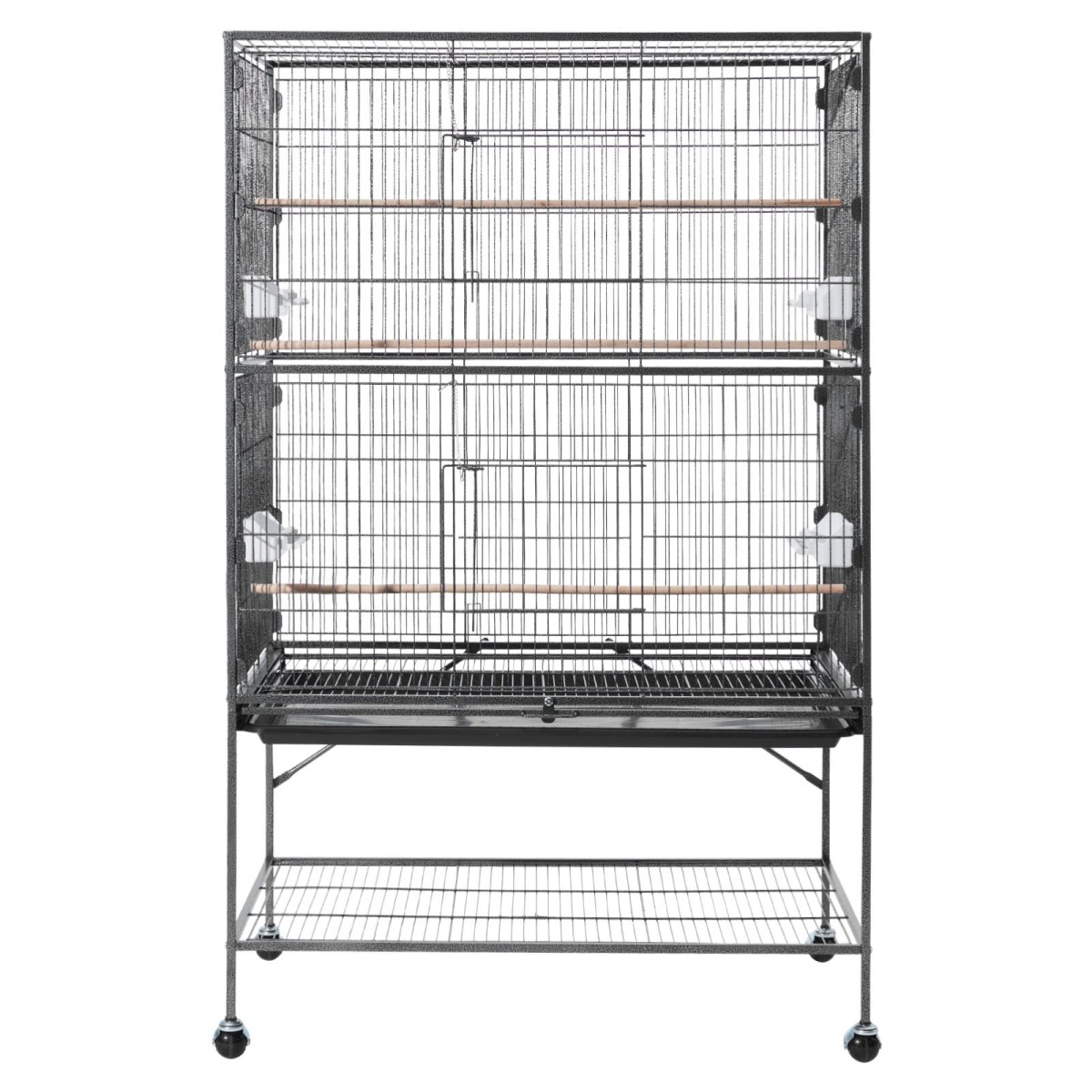 Κλουβί πουλιών VEVOR, 930 x 580 x 1510 mm, Επίπεδη κορυφή, Κλουβί πτήσης από σφυρήλατο σίδερο με κούρνιες, συρόμενος δίσκος και πλαστικοί τροφοδότες, για Μπλε βυζιά, Cockatiel, Canary, Monk Parakeet, African Grey Parrot