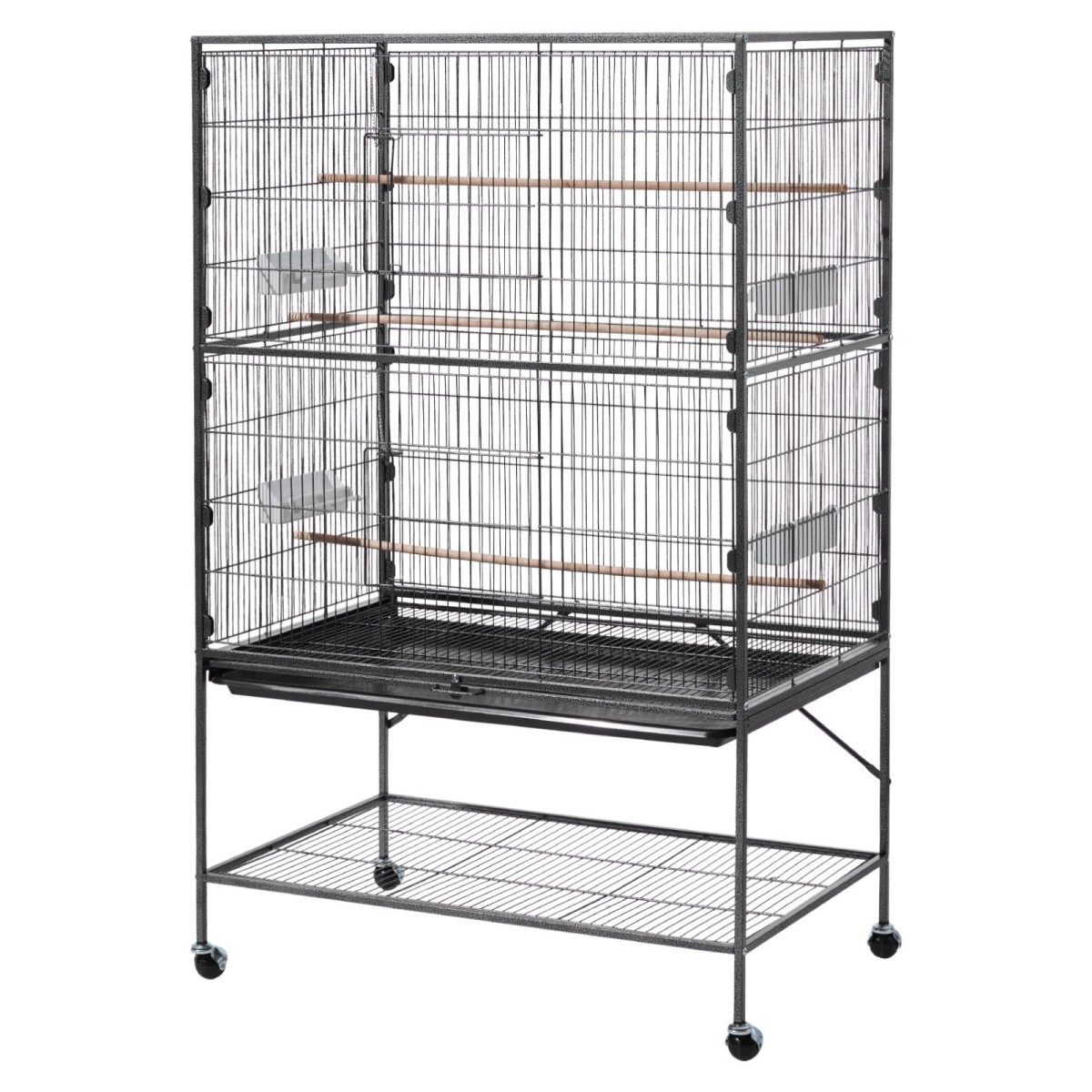 Κλουβί πουλιών VEVOR, 930 x 580 x 1510 mm, Επίπεδη κορυφή, Κλουβί πτήσης από σφυρήλατο σίδερο με κούρνιες, συρόμενος δίσκος και πλαστικοί τροφοδότες, για Μπλε βυζιά, Cockatiel, Canary, Monk Parakeet, African Grey Parrot