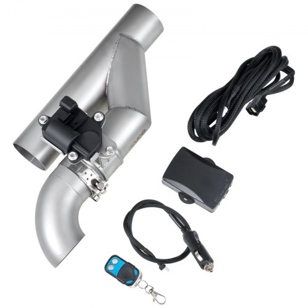 VEVOR Electric Exhaust Cutout, 63,5 mm γενικής χρήσης ανοξείδωτο σετ βαλβίδας εξαγωγής με κιτ τηλεχειριστηρίου ενός ελεγκτή, βαλβίδα αποκοπής, σωλήνα Y, τηλεχειριστήριο & κιβώτιο, ταιριάζει σε φορτηγά, σεντάν, σπορ αυτοκίνητα, SUV