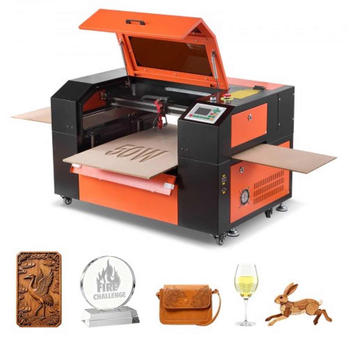 VEVOR 50W CO2 Laser Engraver, 500 x 300 mm, CO2 Laser Engraver Cutter Machine με 4 Way Pass Air Assist, Engraving Machine Cutting, Συμβατό με LightBurn CorelDRAW RDWorks, για Ξύλο Ακρυλικό Γυαλί