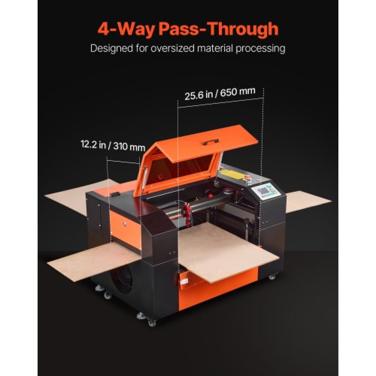 VEVOR 50W CO2 Laser Engraver, 500 x 300 mm, CO2 Laser Engraver Cutter Machine με 4 Way Pass Air Assist, Engraving Machine Cutting, Συμβατό με LightBurn CorelDRAW RDWorks, για Ξύλο Ακρυλικό Γυαλί