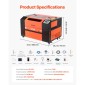 VEVOR 50W CO2 Laser Engraver, 500 x 300 mm, CO2 Laser Engraver Cutter Machine με 4 Way Pass Air Assist, Engraving Machine Cutting, Συμβατό με LightBurn CorelDRAW RDWorks, για Ξύλο Ακρυλικό Γυαλί