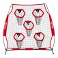 VEVOR 1828.8x1828.8mm Football Trainer Throwing Net, Training Throwing Target Practice Net with 5 Target Pockets, Knotless Net Includes Straps and Portable Carry Case, Improve QB Throwing Accuracy,Red