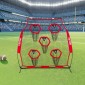 VEVOR 1828.8x1828.8mm Football Trainer Throwing Net, Training Throwing Target Practice Net with 5 Target Pockets, Knotless Net Includes Straps and Portable Carry Case, Improve QB Throwing Accuracy,Red