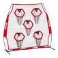 VEVOR 1828.8x1828.8mm Football Trainer Throwing Net, Training Throwing Target Practice Net with 5 Target Pockets, Knotless Net Includes Straps and Portable Carry Case, Improve QB Throwing Accuracy,Red