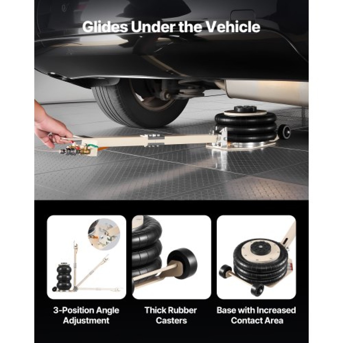 VEVOR Air Jack, Air Jack Triple Bag 3 Ton, Airbag με έξι χαλύβδινους σωλήνες, ανύψωση έως 450 mm, 1-6 s Fast Lifting Pneumatic με ρυθμιζόμενη μακριά λαβή & ελαστικό μαξιλαράκι για αυτοκίνητα, SUV, Pickup Trucks Επισκευή