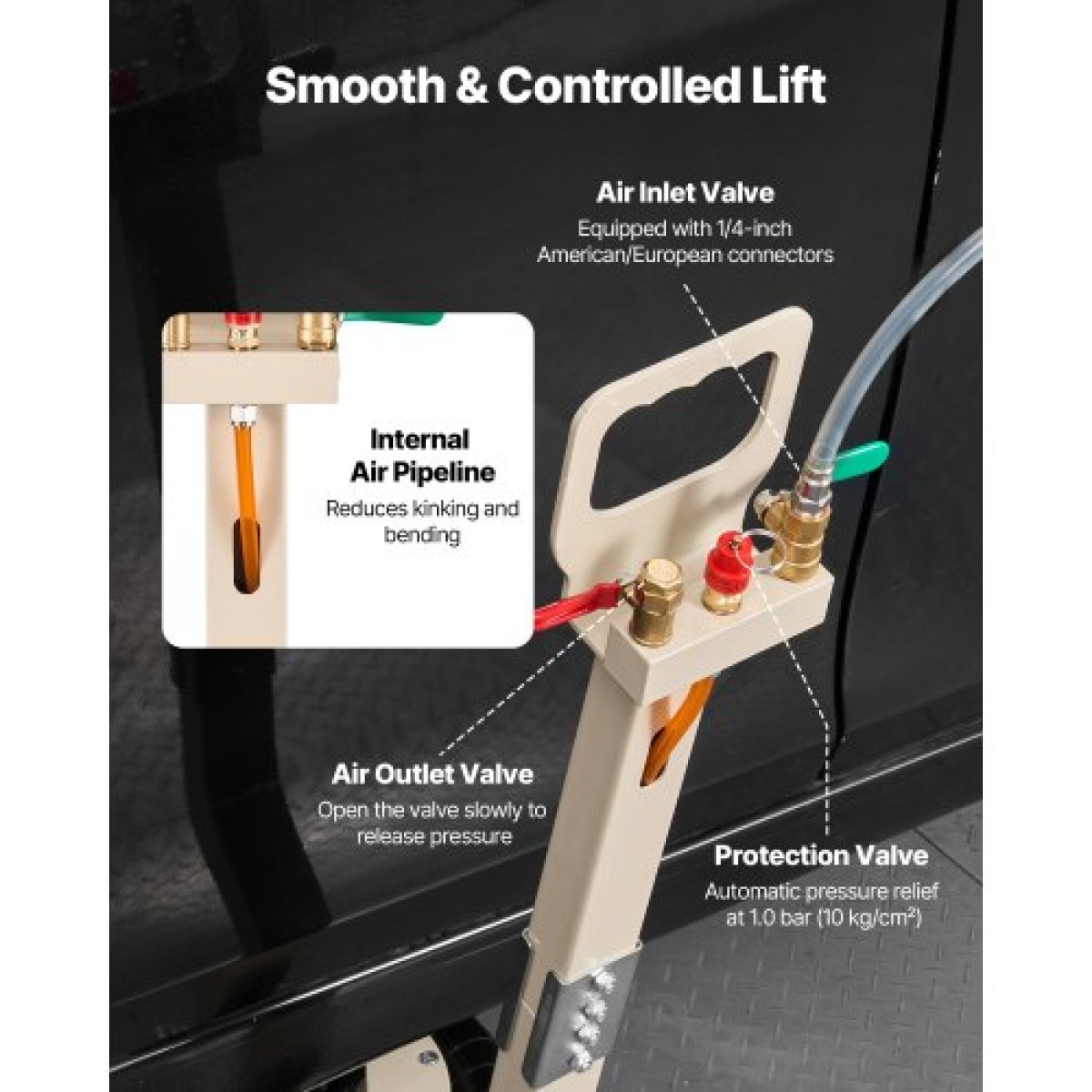 VEVOR Air Jack, Air Jack Triple Bag 3 Ton, Airbag με έξι χαλύβδινους σωλήνες, ανύψωση έως 450 mm, 1-6 s Fast Lifting Pneumatic με ρυθμιζόμενη μακριά λαβή & ελαστικό μαξιλαράκι για αυτοκίνητα, SUV, Pickup Trucks Επισκευή