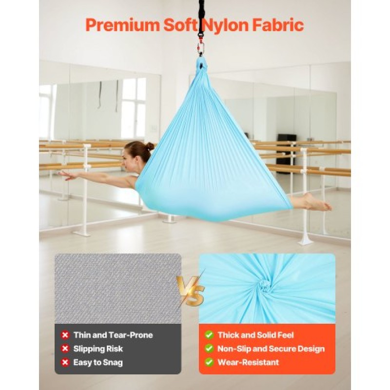 VEVOR Aerial Yoga Hammock, Μέγιστο φορτίο 136,07 kg Aerial Silk, Yoga Swing με νάιλον ύφασμα, Daisy Rope, PE Zipper Bag, Gymnastics Swings Κατάλληλες για άνδρες και γυναίκες, αιώρα και κούνια διπλής λειτουργίας