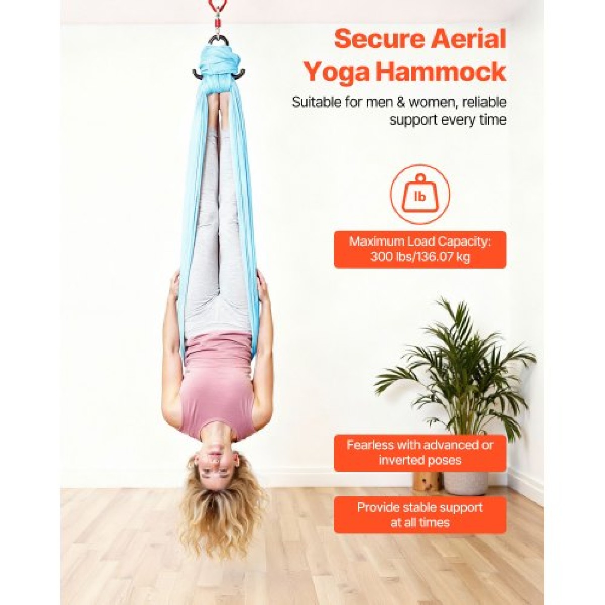 VEVOR Aerial Yoga Hammock, Μέγιστο φορτίο 136,07 kg Aerial Silk, Yoga Swing με νάιλον ύφασμα, Daisy Rope, PE Zipper Bag, Gymnastics Swings Κατάλληλες για άνδρες και γυναίκες, αιώρα και κούνια διπλής λειτουργίας