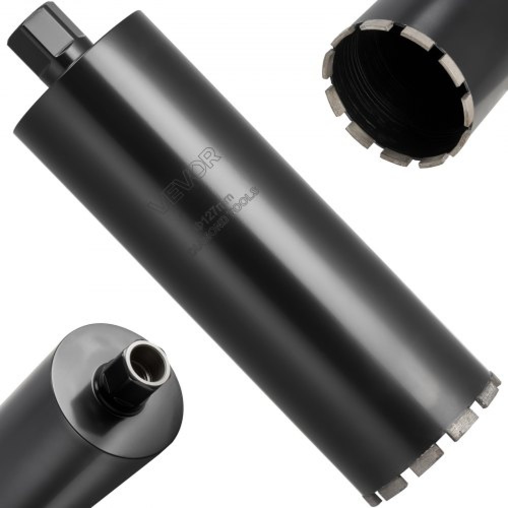 VEVOR Core Drill Bit, 127 mm Diameter, 356 mm Drilling Depth, 1-1/4 in-7 Internal Thread, High-Precision Welding Technology, Wet Diamond Core Bit for Reinforced Concrete, Red Bricks, and Masonry