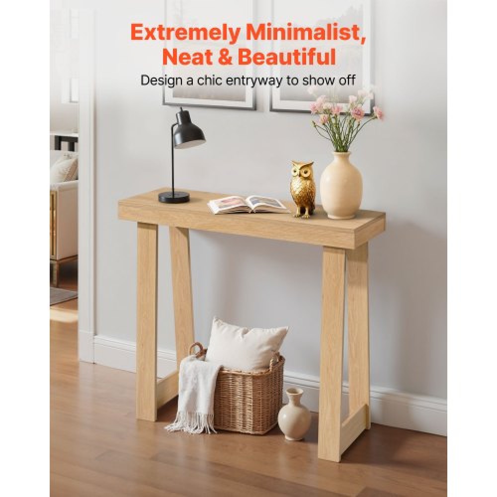 VEVOR 91.5 cm Console Table, Modern Desk Behind the Couch, Wooden Rectangle Entrance Desk, Narrow Long Sofa Table Accent Stand, Ideal for Hallway, Bedroom, Living Room, Foyer, Easy Assembly, Burlywood