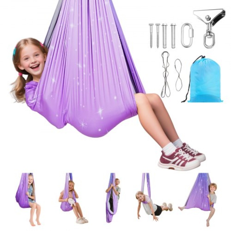 VEVOR Sensory Swing, Αιώρα με Αισθητήρια Διπλής Στρώσης, Κούνια αισθητήρων εσωτερικού & εξωτερικού χώρου με περιστρεφόμενη κρεμάστρα 360°, O-Sling, Χωράει έως 136,07 κιλά, Ρυθμιζόμενη Aerial Yoga, Κούνιες οροφής για παιδιά