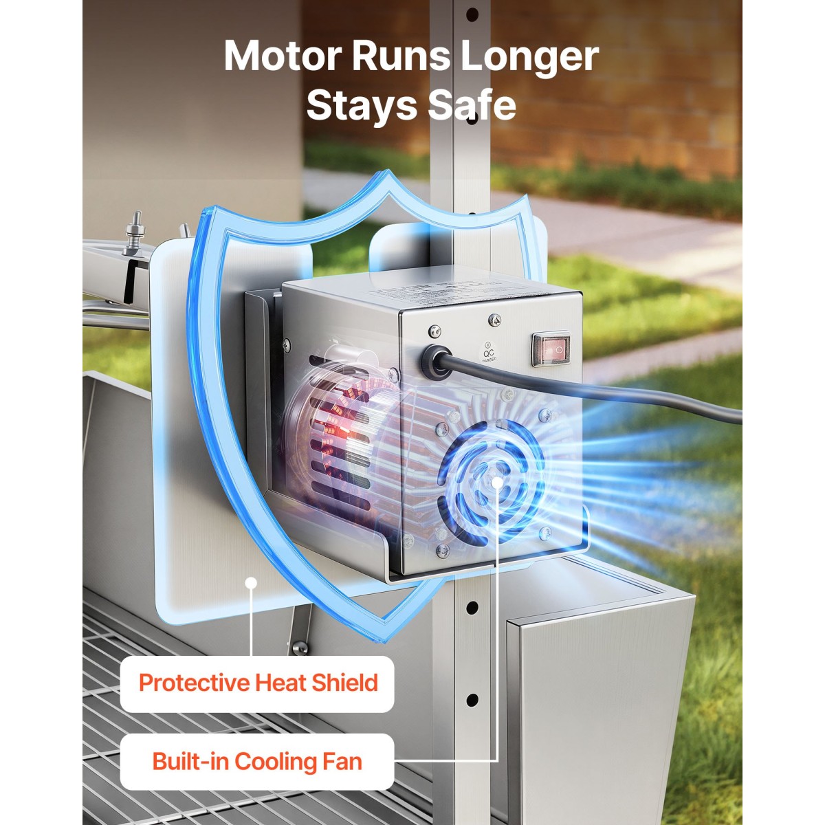 Ψητοπωλείο VEVOR, ψηστιέρα ψησίματος 38 W BBQ εξωτερικού χώρου, Ψητό σούβλας με κάρβουνο με χωρητικότητα 60 κιλών & ύψος 7 επιπέδων, κιτ ψησταριάς ψησίματος από ανοξείδωτο ατσάλι για υπαίθριο κάμπινγκ
