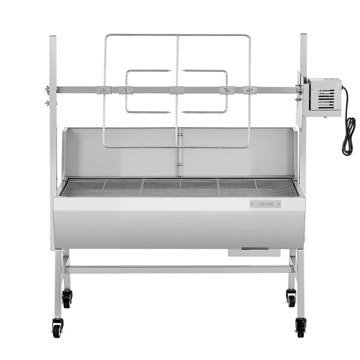 Ψητοπωλείο VEVOR, ψηστιέρα ψησίματος 38 W BBQ εξωτερικού χώρου, Ψητό σούβλας με κάρβουνο με χωρητικότητα 60 κιλών & ύψος 7 επιπέδων, κιτ ψησταριάς ψησίματος από ανοξείδωτο ατσάλι για υπαίθριο κάμπινγκ