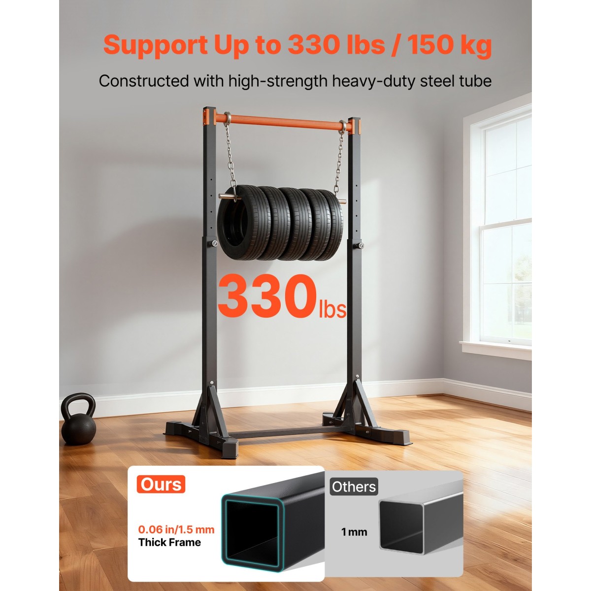 VEVOR Pull Up Bar, Χωρητικότητα 150 kg, φορητό Pullup Bar Station, Pullup Bars Free Standing με δομή H-Frame & Heavy-Duty Steel Tube, 8 Επίπεδα Ρύθμιση ύψους, Gravity Fitness for Arms Back Chest