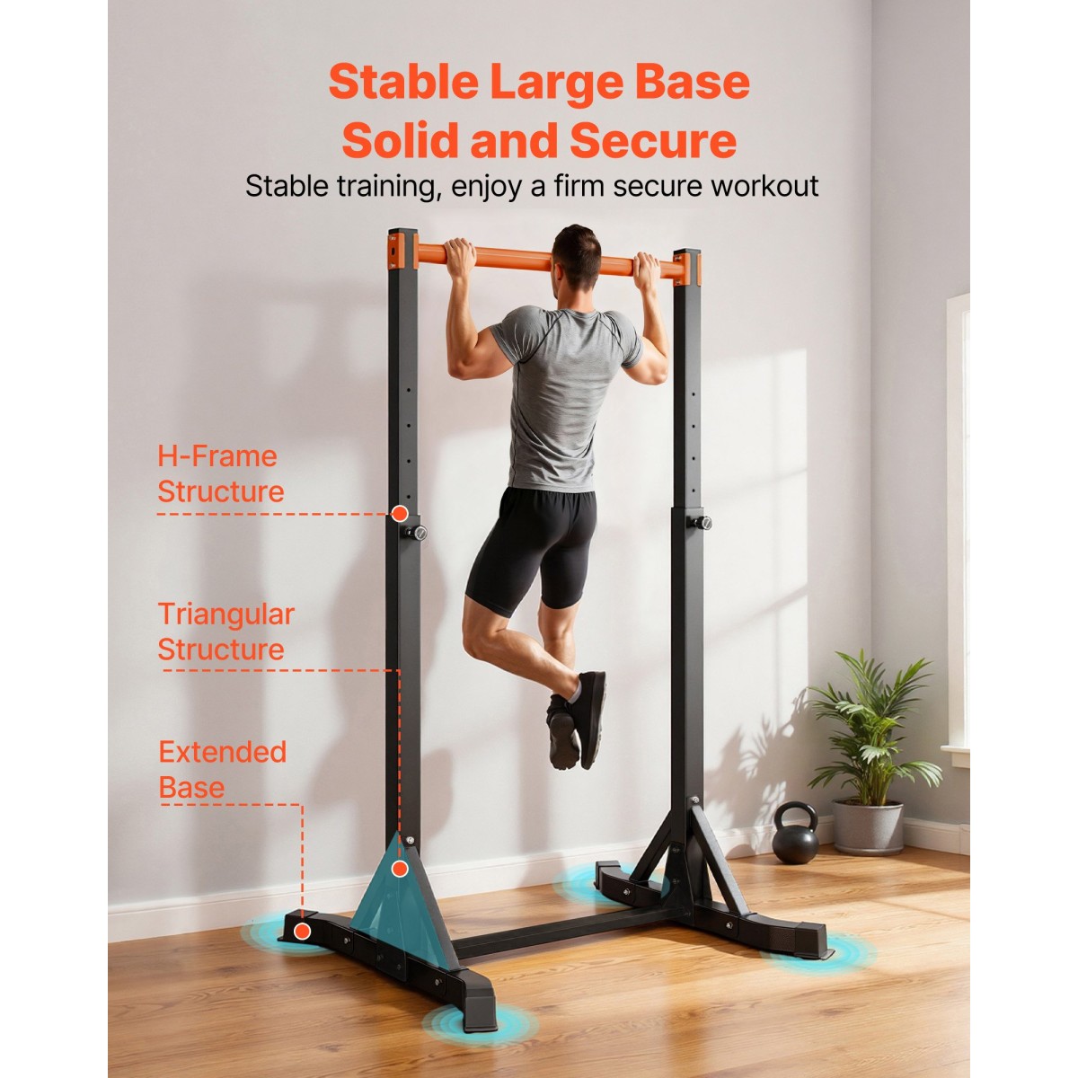 VEVOR Pull Up Bar, Χωρητικότητα 150 kg, φορητό Pullup Bar Station, Pullup Bars Free Standing με δομή H-Frame & Heavy-Duty Steel Tube, 8 Επίπεδα Ρύθμιση ύψους, Gravity Fitness for Arms Back Chest