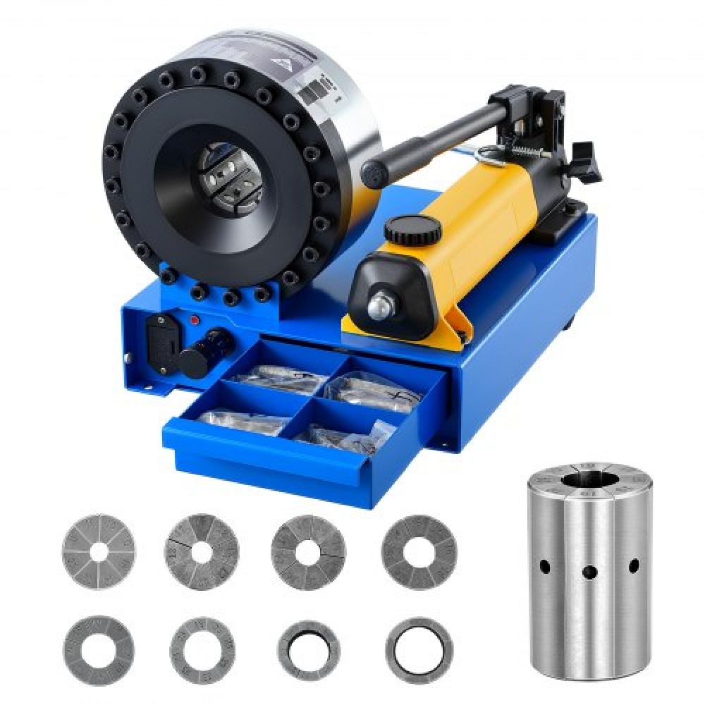 VEVOR High Pressure Hydraulic Hose Crimper, Manual Hose Crimping Tool with 8 Dies & 6-28mm Crimping Range, Suitable for Low & High-Pressure Oil Pipes, Gas/Water/Auto AC Hoses & Cable Joints